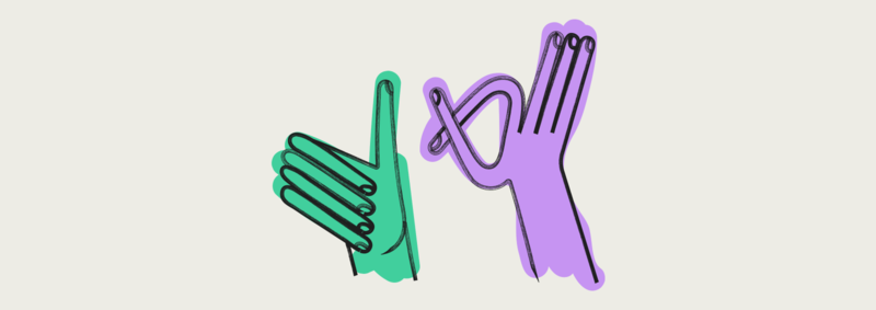 Illustration de deux mains qui font i et x