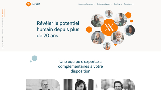 Accueil du site d'Axxio réalisé par iX