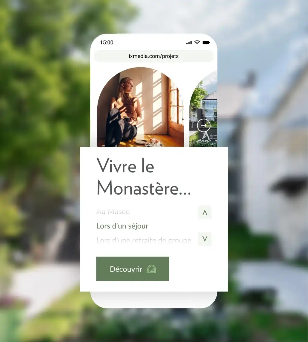 Appareil mobile montrant la page d'accueil du site du Monastère des augustines.