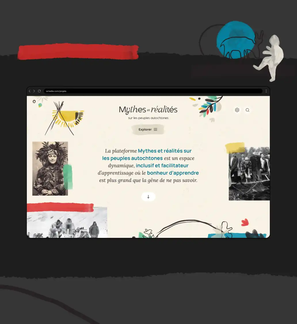 Interface de l'écran d'accueil du site Mythes et Réalités en mode clair.