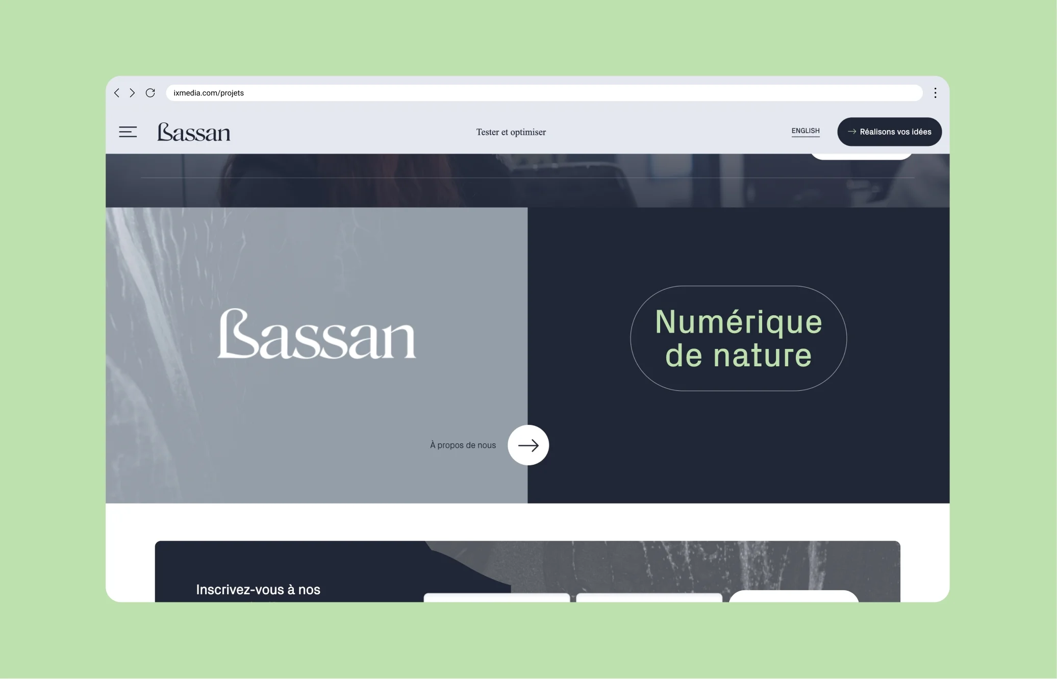 Maquette montrant la page Tester et optimiser du site de Bassan.