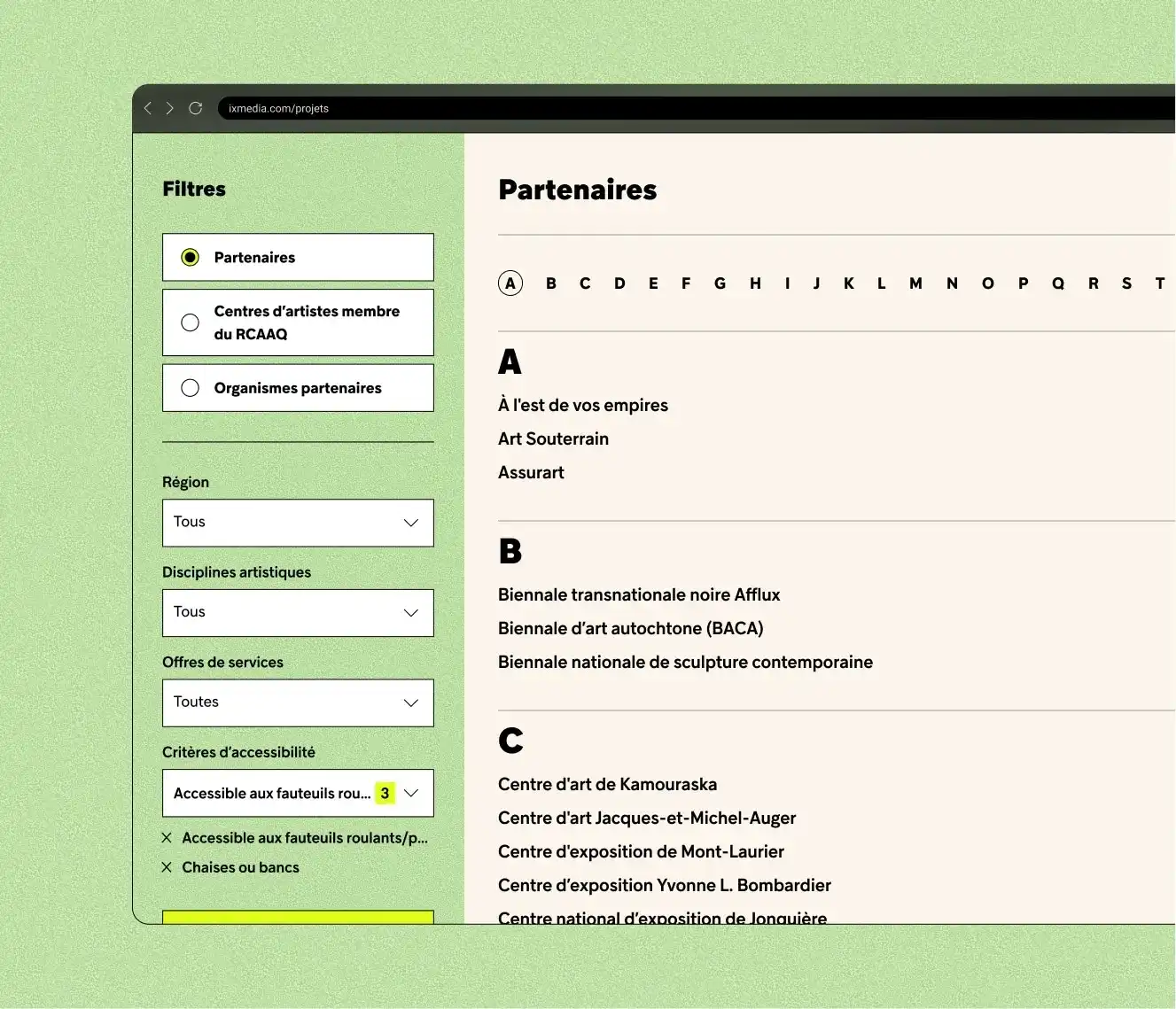 Maquette du répertoire du Réseau Art Actuel.