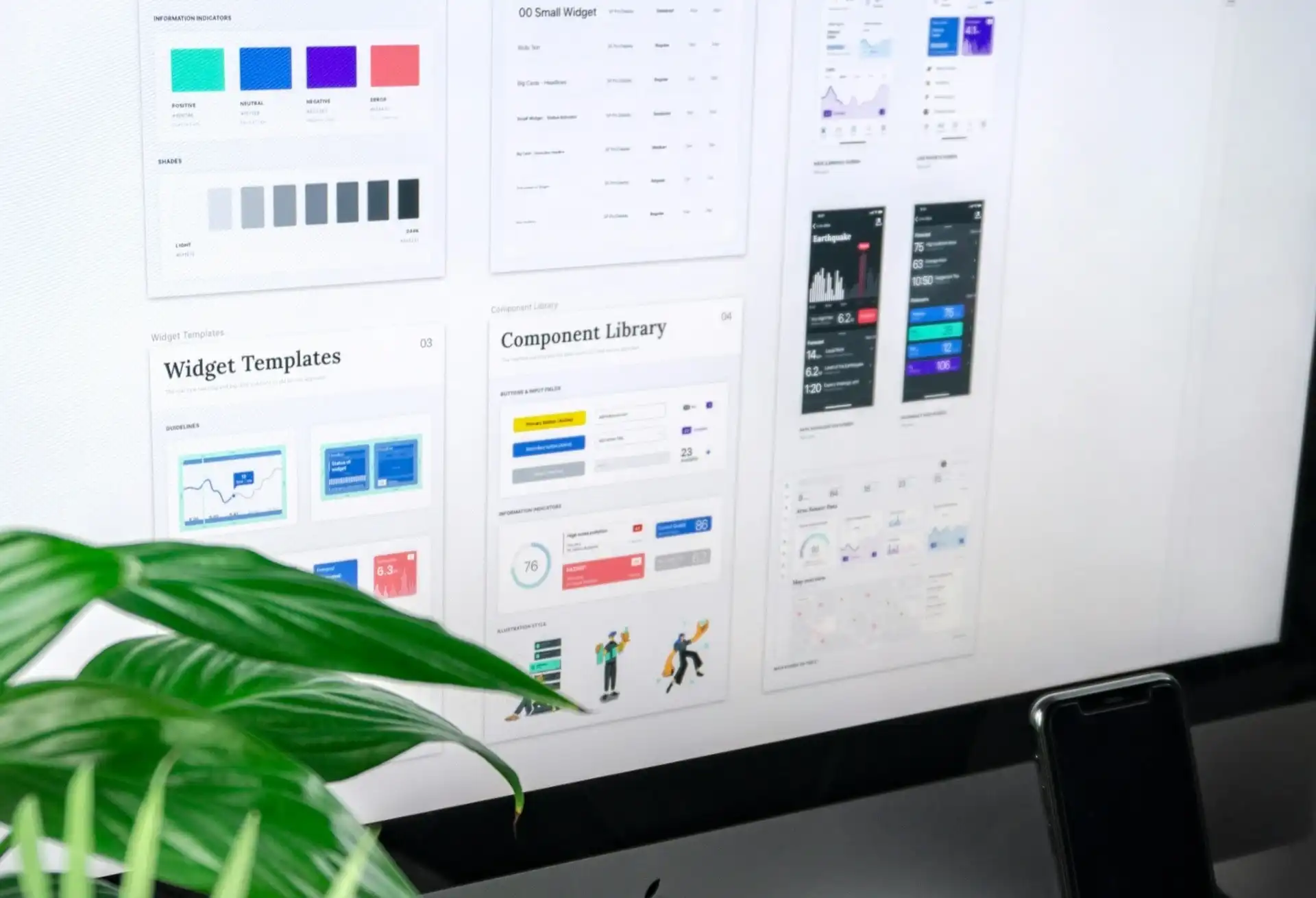 Interface montrant une librairie de composants qui compose un interface Web.