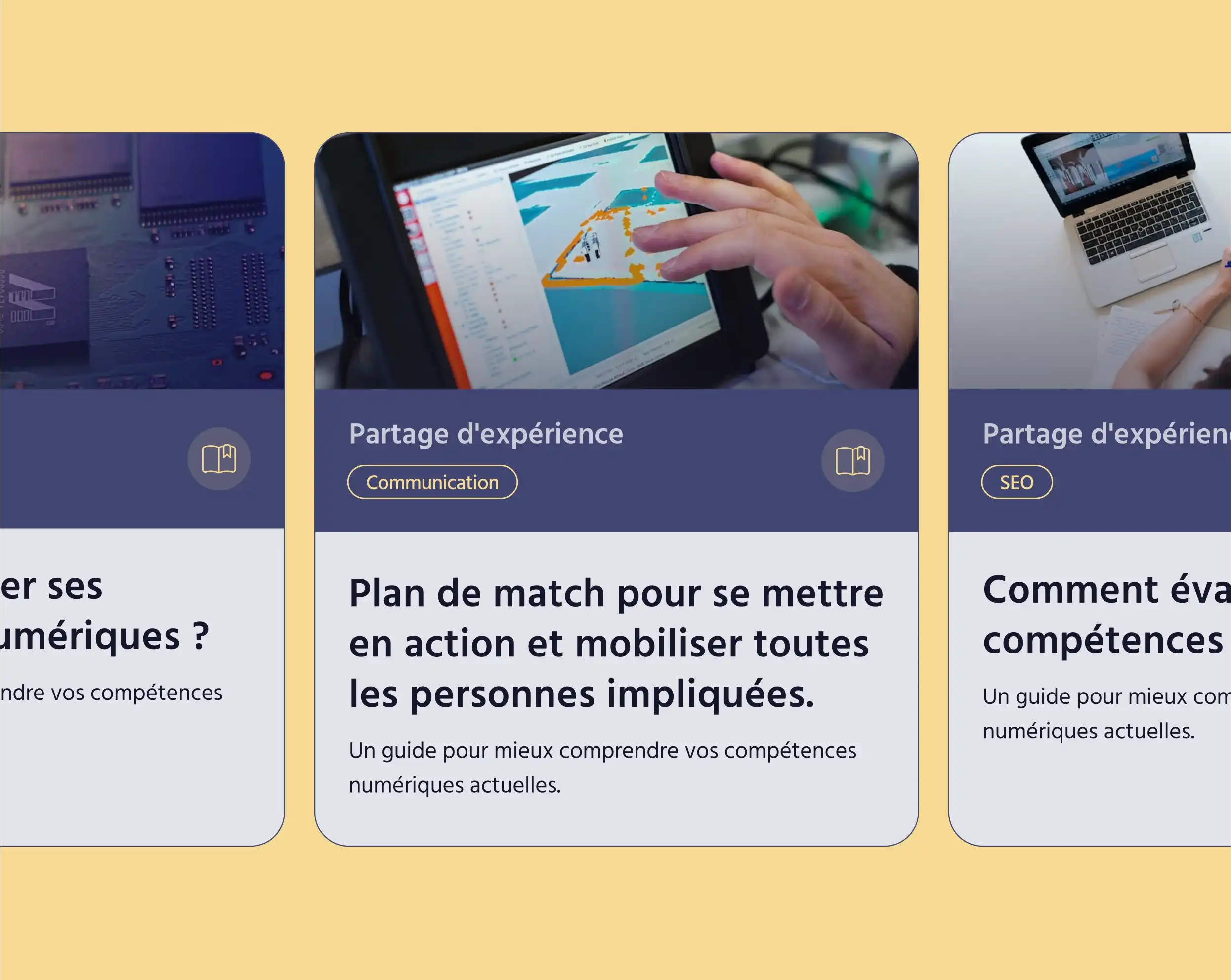 Aperçu de l'affichage des articles sur le site du Pôle d’expertise en transformation technologique et numérique.