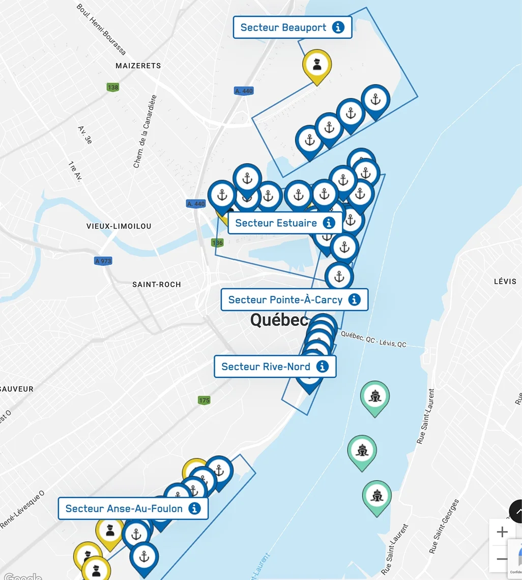 Carte interactive du Port de Québec.