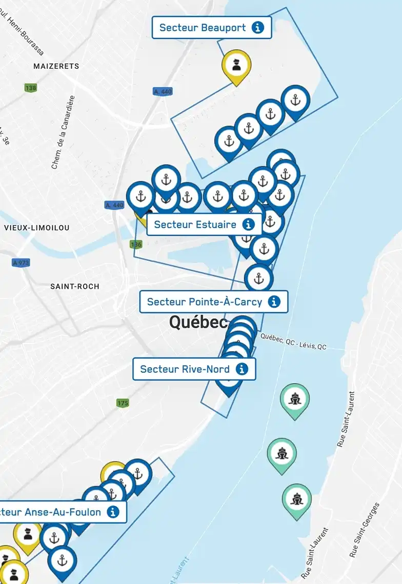 Carte interactive du Port de Québec.