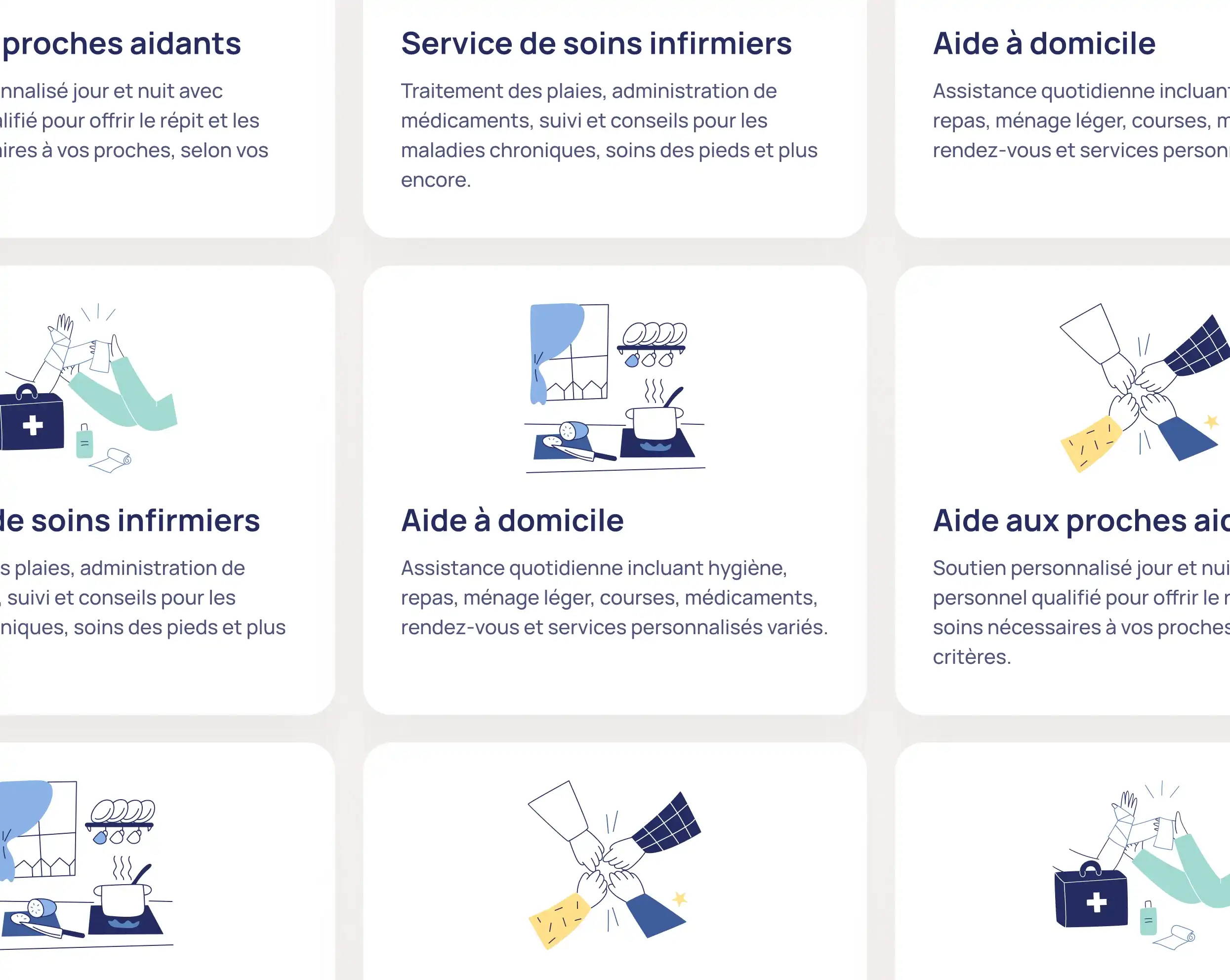 Maquette présentant les illustrations de Soins santé MD.