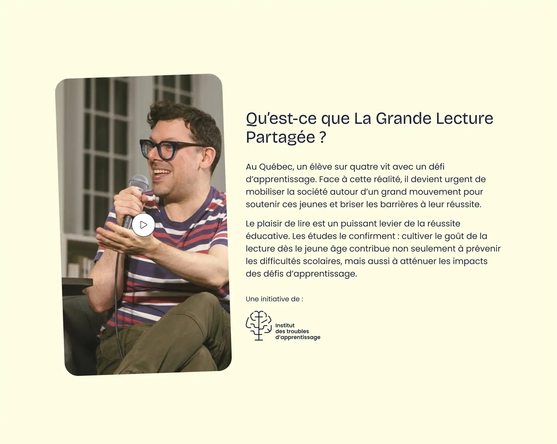 Bloc de contenu qui explique ce qu'est La Grande lecture partagée.