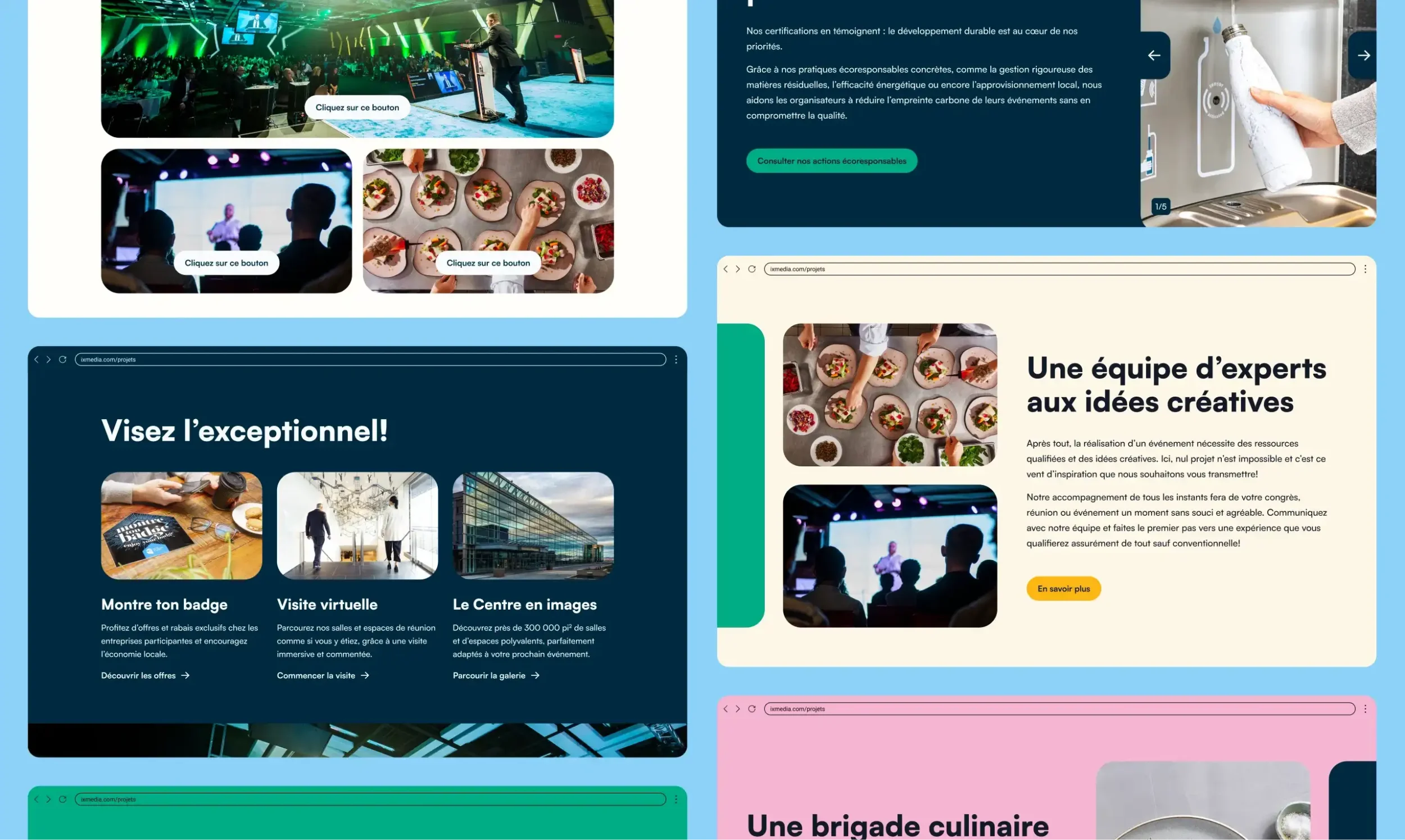 Mosaïque présentant différentes interfaces du site Tout Sauf Conventionnel.