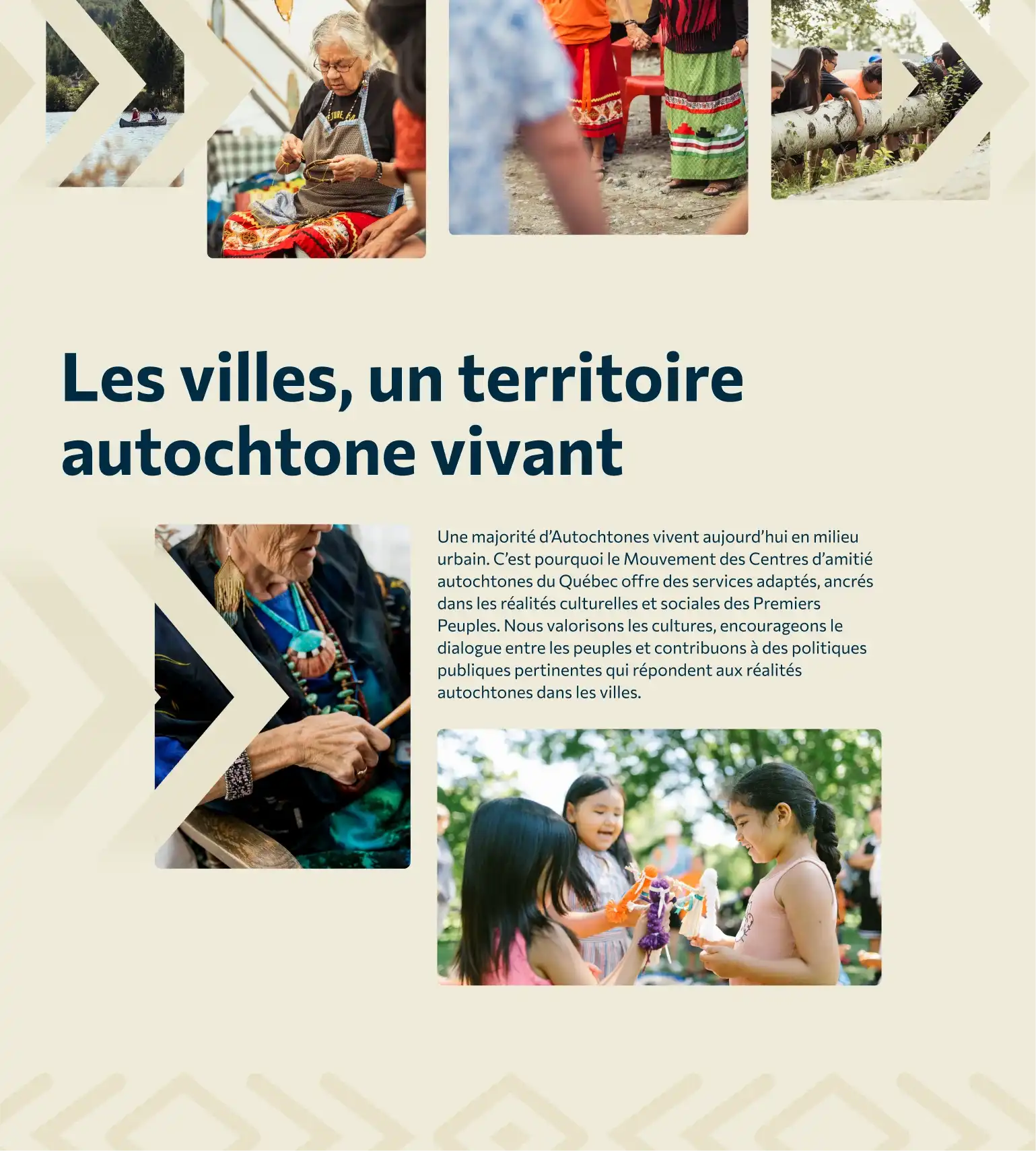 Aperçu de l'identité visuelle du site du Regroupement des centres d'amitié autochtones du Québec.