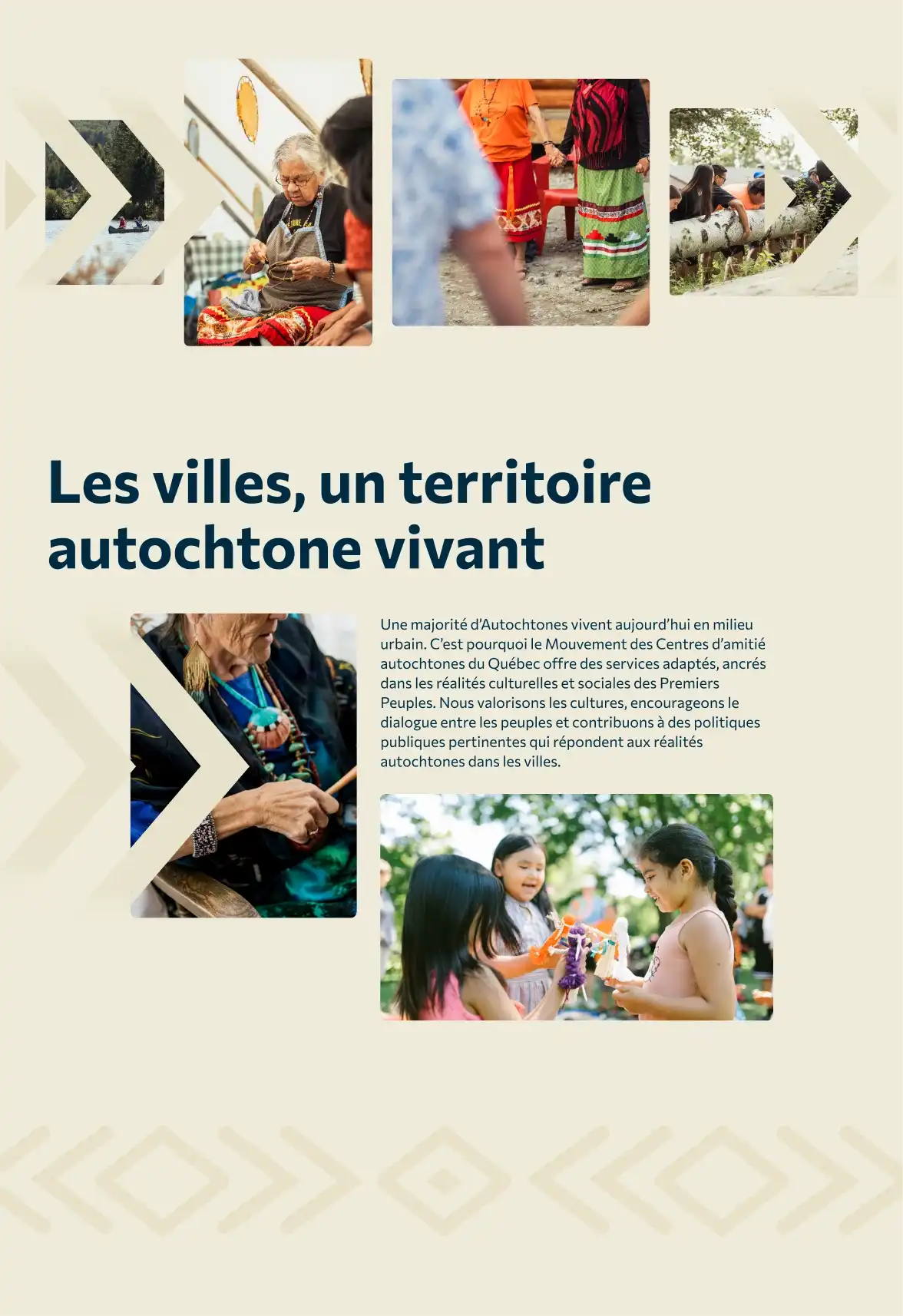 Aperçu de l'identité visuelle du site du Regroupement des centres d'amitié autochtones du Québec.