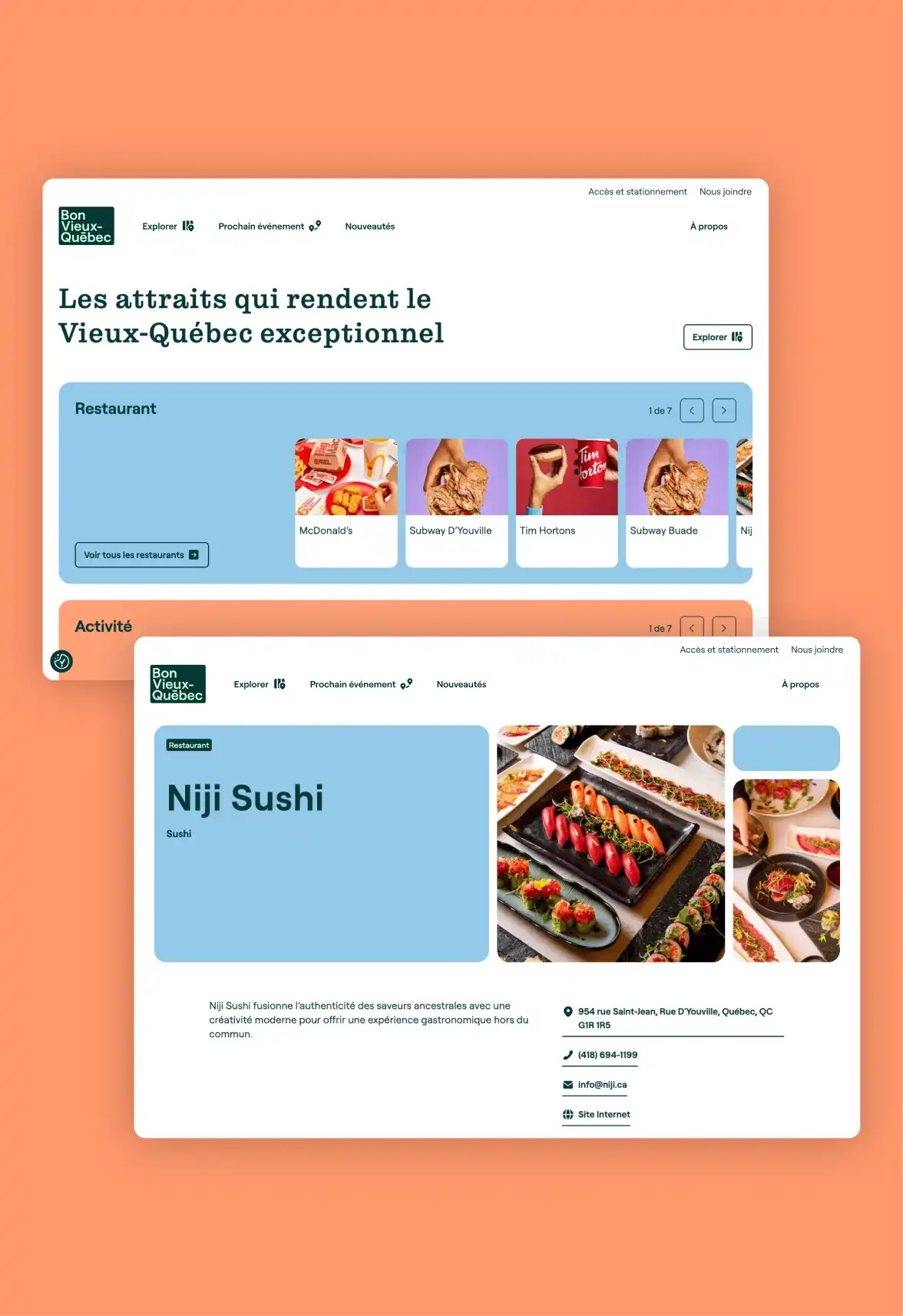 Maquette présentant les différentes catégories de membres sur le site Web de la Société de développement commercial du Vieux-Québec.