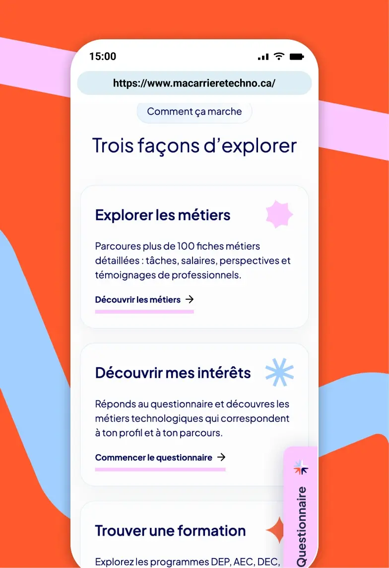 Interface Ma Carrière Techno